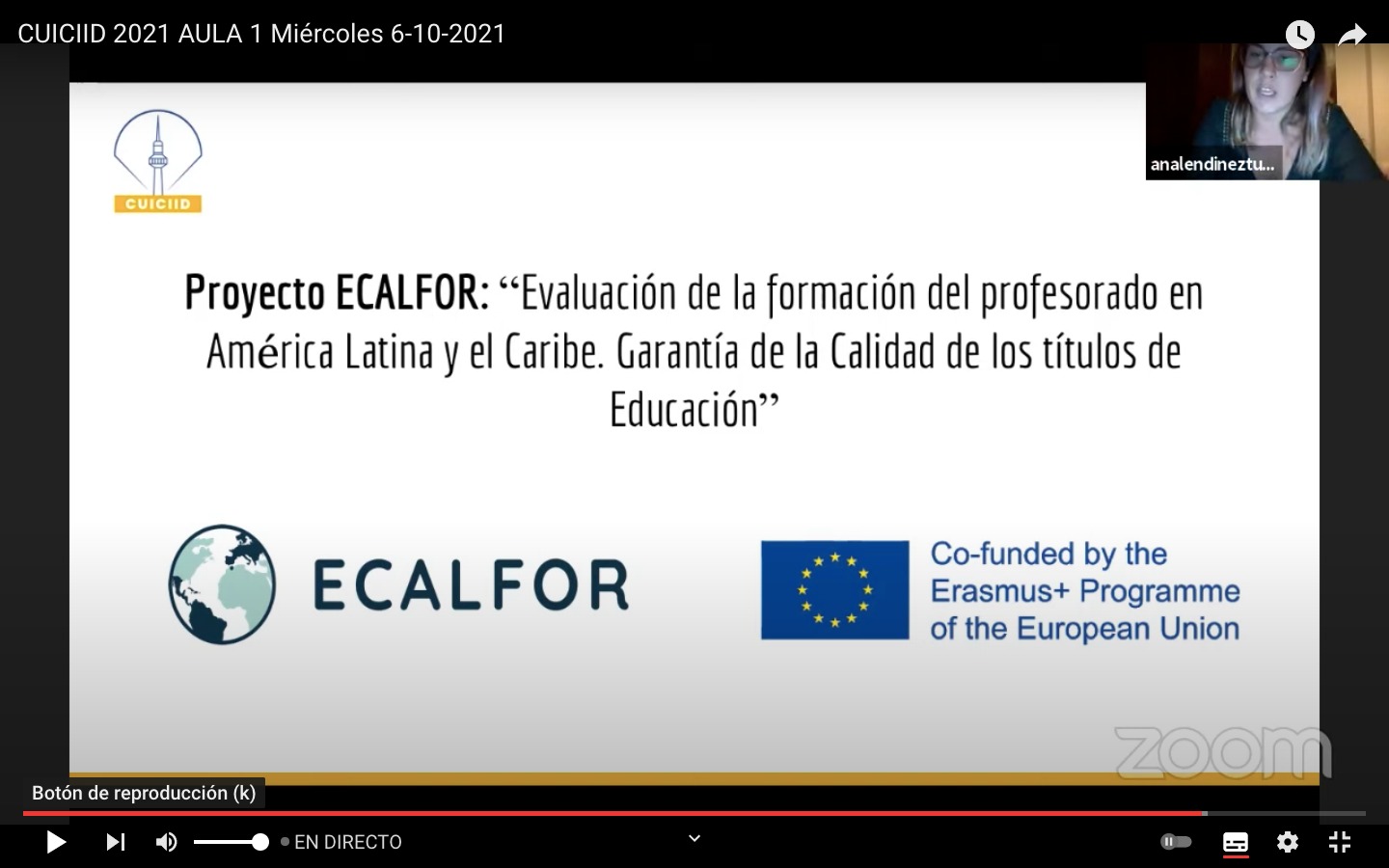 El proyecto ECALFOR en el XI Congreso Universitario Internacional sobre Contenidos, Investigación, Innovación y Docencia (CUICIID 2021)